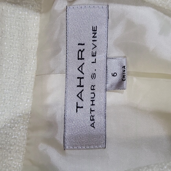 TAHARI ARTHUR S. LEVINE Cream Winter White Viscose Woven Blazer Jacket - Picture 3 of 15
